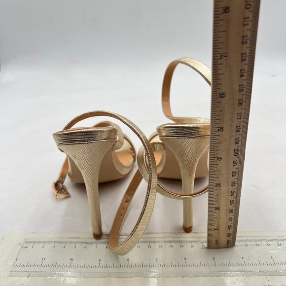 Wo Wagas Gold Ankle Strap High Heels Open Toe Buckle Shoes Party Prom Sandals - Picture 5 of 8